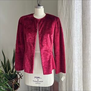Luisa Spagnoli Women’s M/L Jacket Red Scarlet Faux Caracal Designer Couture